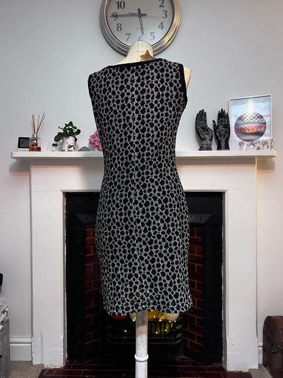 Vintage Dress 80s Black Stretch Dress, Knit Leopa… - image 3
