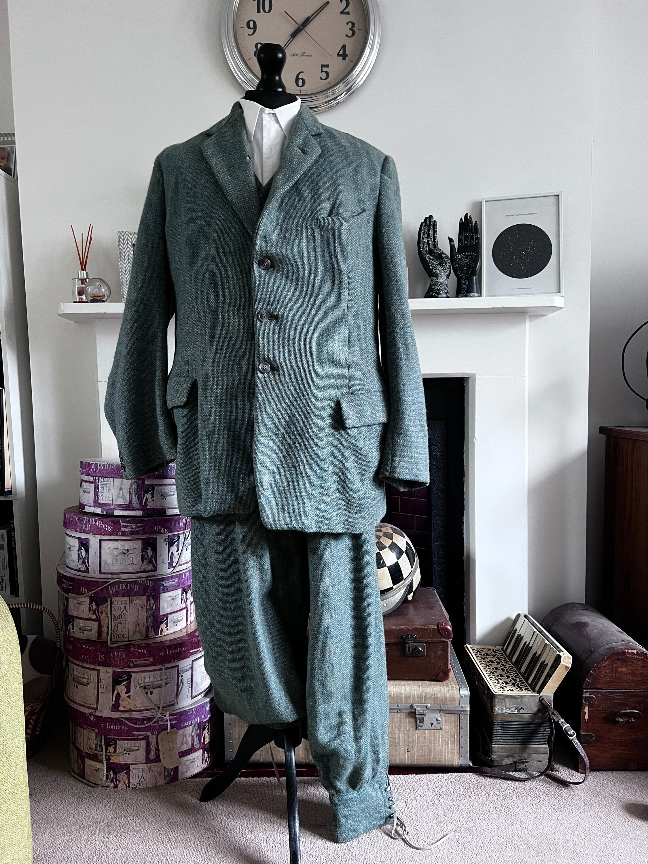 1950s Vintage Mens Harris Tweed, 3Piece Suit, Trouser, Knicker, Plus Eight,  Plus Six Jacket, Waistcoat, Mens Tweed suit, Green Harris Tweed