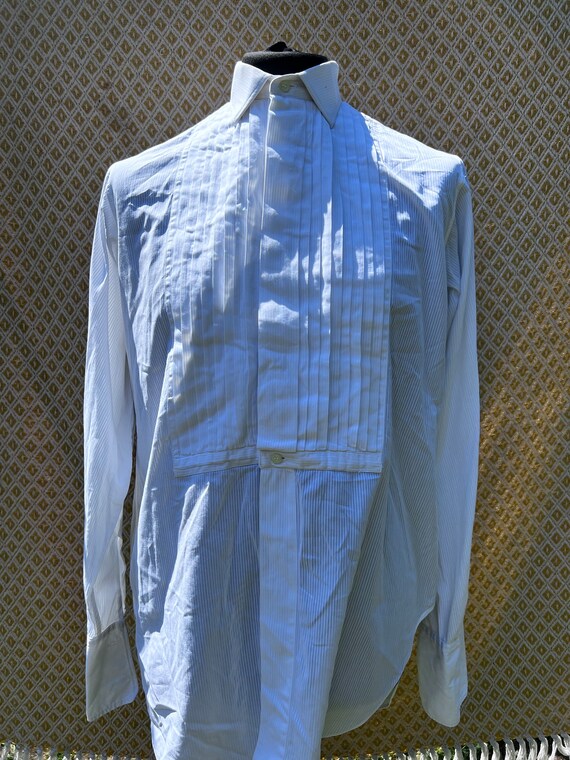 Vintage Mens Shirt 60s Dress Shirt Hall Brothers Oxford White