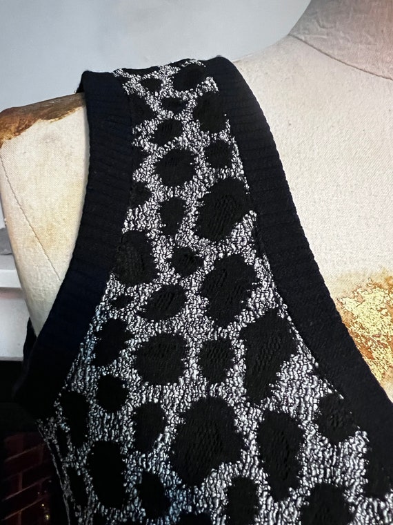 Vintage Dress 80s Black Stretch Dress, Knit Leopa… - image 6