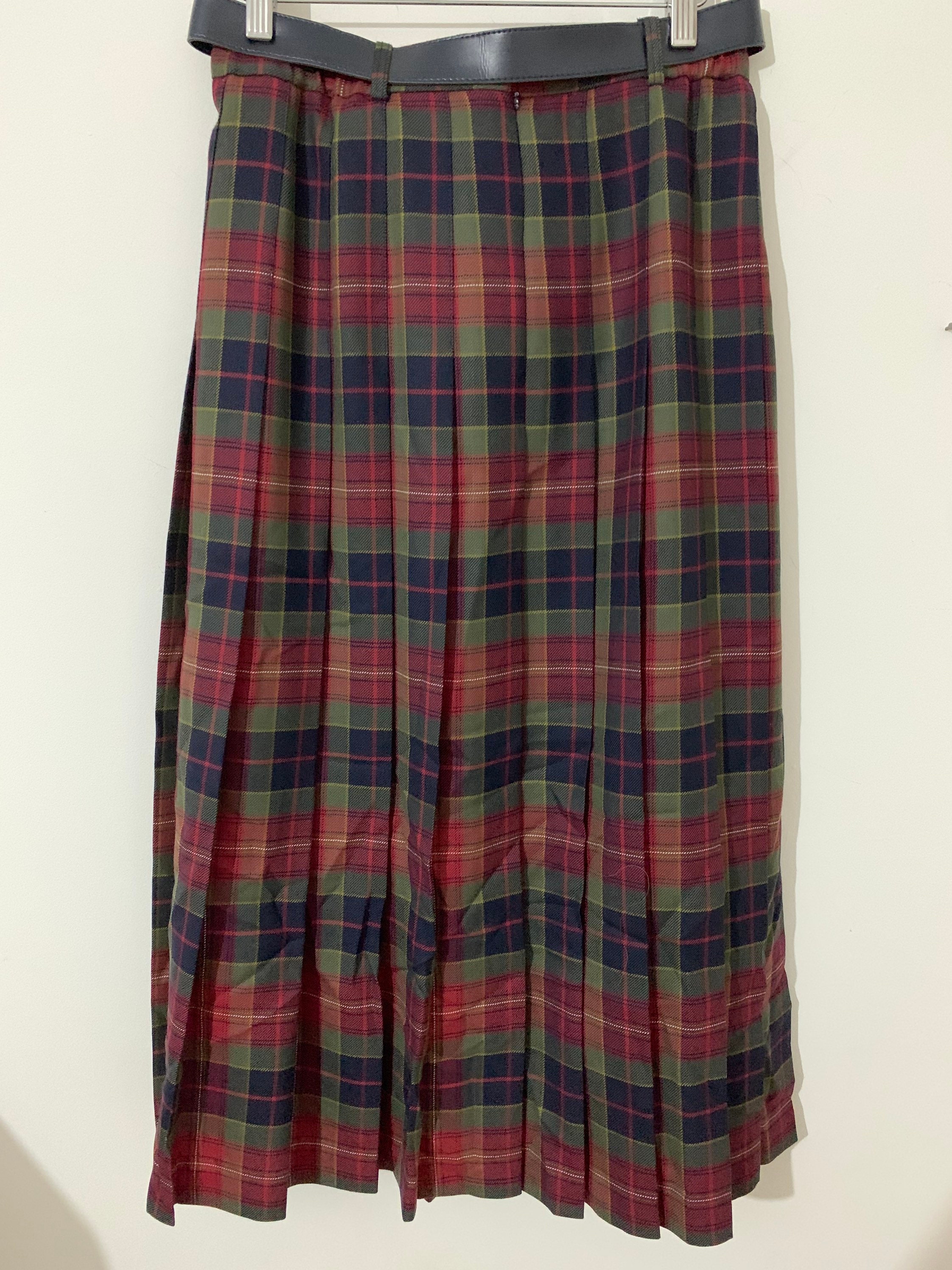 80s Tartan Red Green Wool Check Skirt Kilt A Line With - Etsy UK