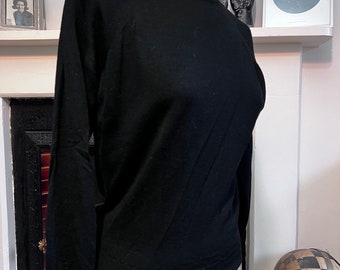Vintage Black Jumper  fine knit Jumper pullover Long Sleeve Jumper 1950s black turtle Neck Jumper, vintage knitwear, vintage jumper, black