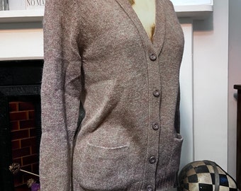 Vintage beige Cardigan long sleeve cardigan wool knit cardigan, vintage, knitwear, vintage vest, 70s cardigan beige cardigan 100% wool