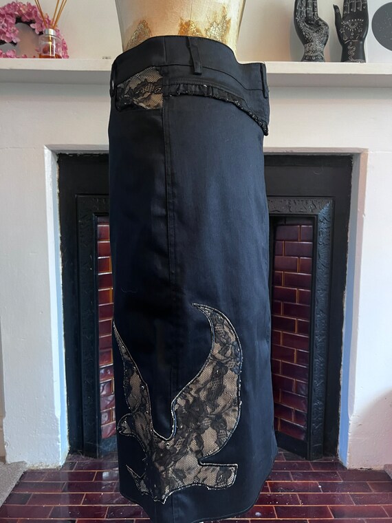 Vintage Black skirt Lace Details A Line Black Skirt 90s Black Stretch Skirt UK12 vintage skirt vintage clothing Black Western Style