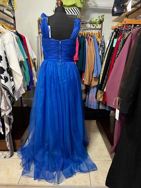 Vintage 1950s Blue Chiffon Prom Dress: Hollywood Glamour Gown Vintage 1950s Blue Chiffon Prom Dress: Hollywood Glamour Gown