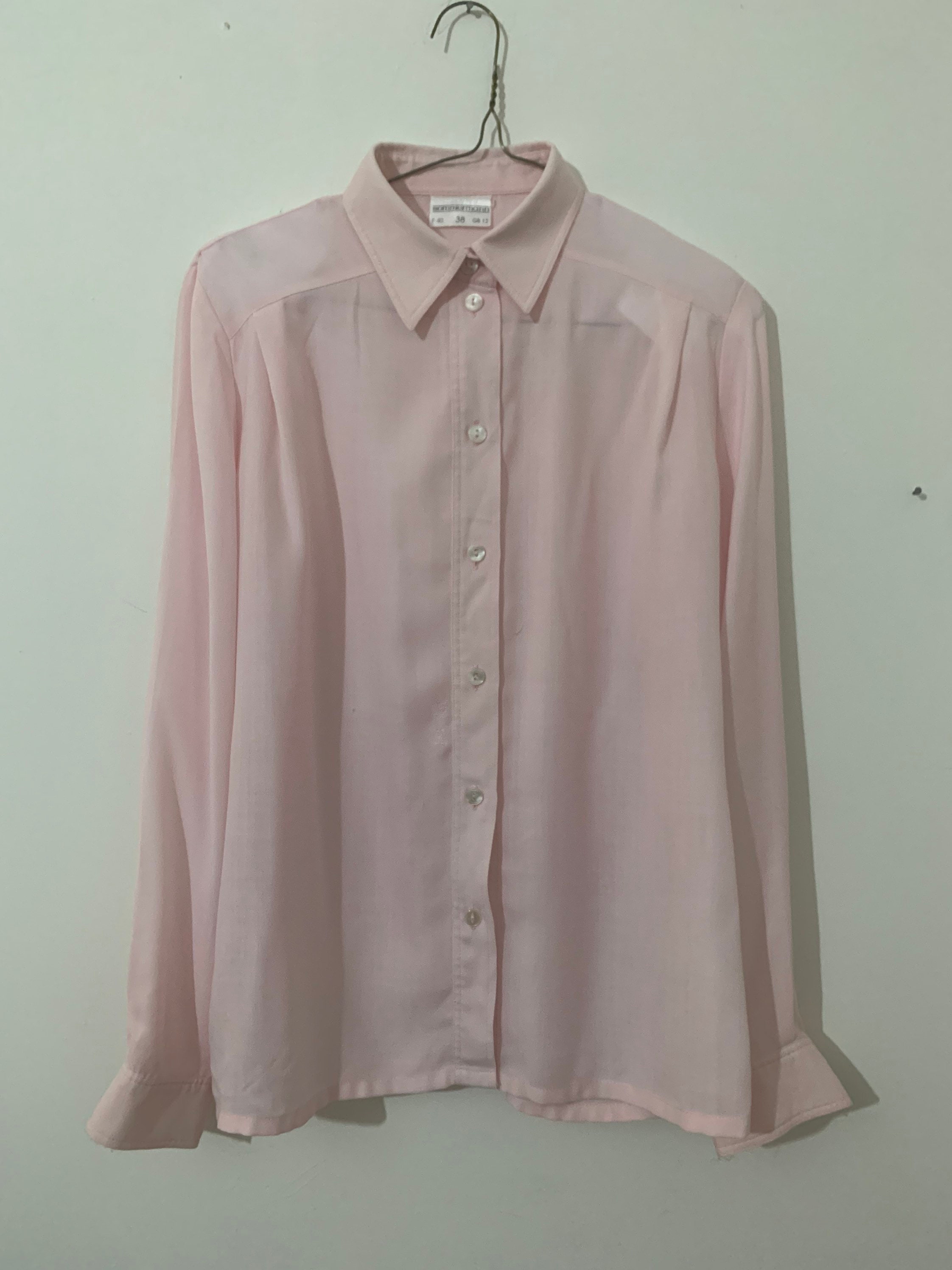 Pink Vintage Blouse Semi Sheer Button Through Boxy Long - Etsy UK
