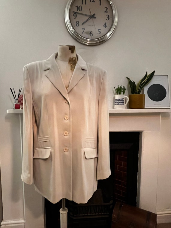 Vintage Cream Blazer Jacket - Cream Blazer by Perrie UK Size 18 - Ladies Cream Blazer