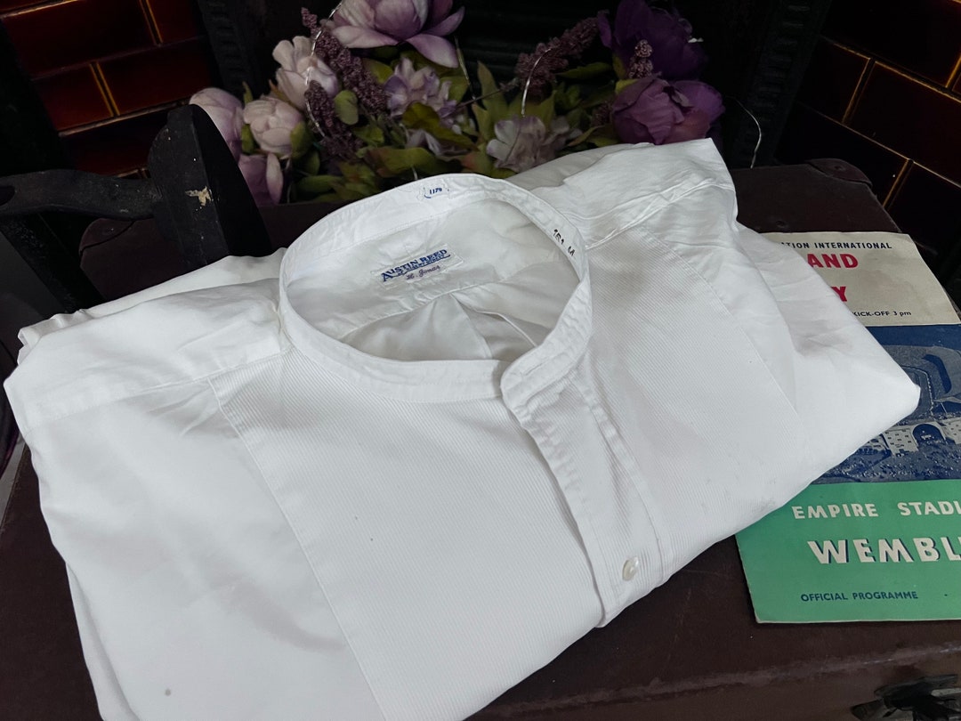 Vintage 1960s Dress Shirt Austin Reed, Bespoke White Shirt, Pleated