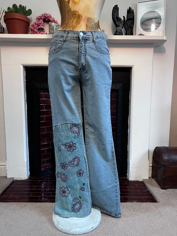 Vintage Jeans 90s Jeans Blue Flared Jeans Bootcut Deadstock