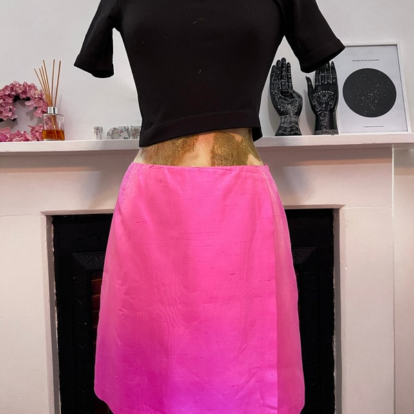 Vintage Silk Skirt Christian Lacroix Bazar  - Bright Pink with Orange Sheen size 12 Eu(40)  Vintage Skirt, vintage pink print, vintage silk