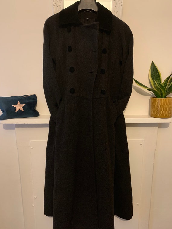 70s Grey Cashmere and Wool Double Breasted Full le