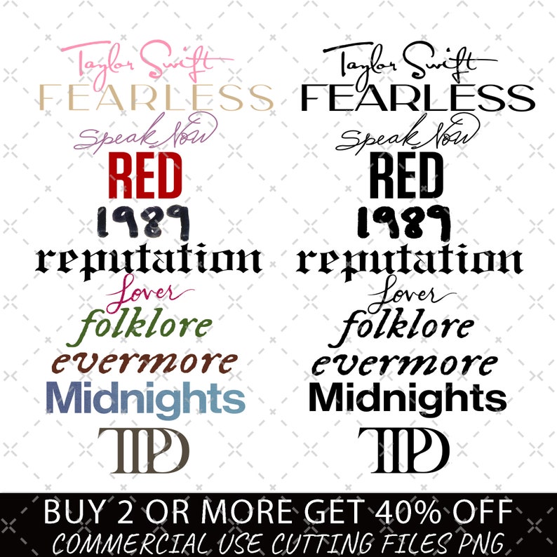Taylor Swift Albums PNG, Taylor's Logo Png, Eras Font Bundle, Taylor ...