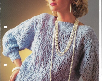 PDF PATTERN ONLY - Vintage Sirdar dk 7171 ladies womens sweater jumper knitting pattern 4 sizes 32-38in 8-12 uk sizes