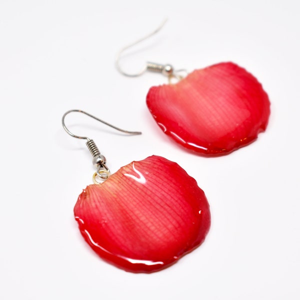 Real Orchid Flower Jewelry • Lafleur jewelry Studio • Lotus earrings (red)
