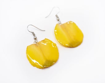 Joias de flores de orquídea verdadeiras • Estúdio de joias Lafleur • Brincos de lótus (amarelo) • Flores para o dia das mães