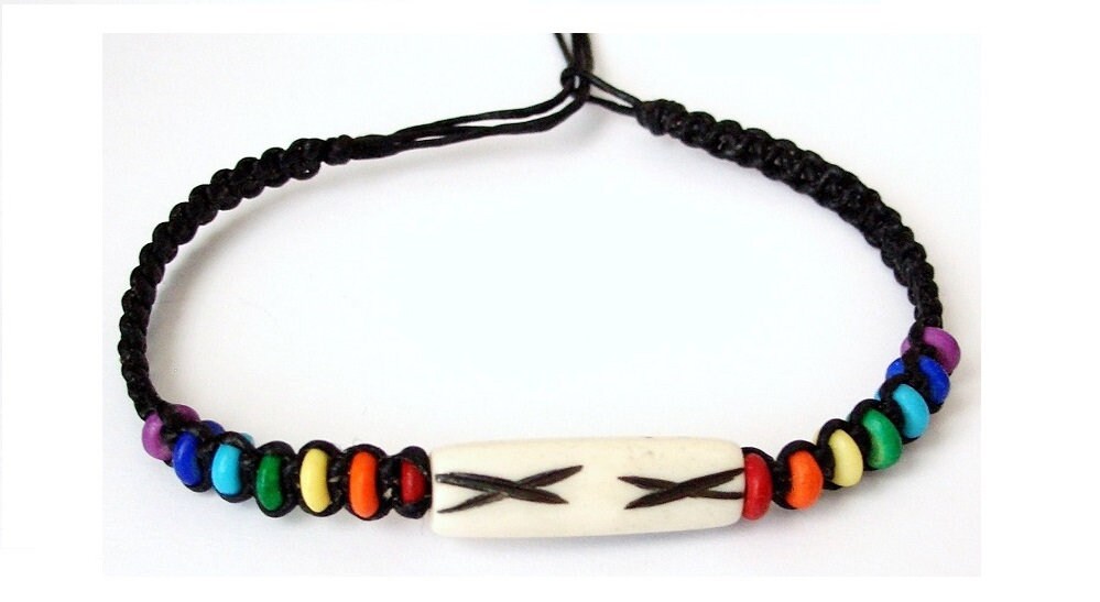 Pulsera bandera de la libertad UNISEX tejido a mano negro Etsy España