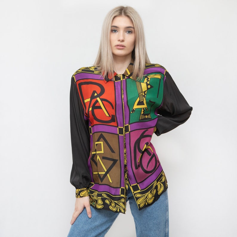 Vintage Retro 80s Silk Lorena Shirt Blouse