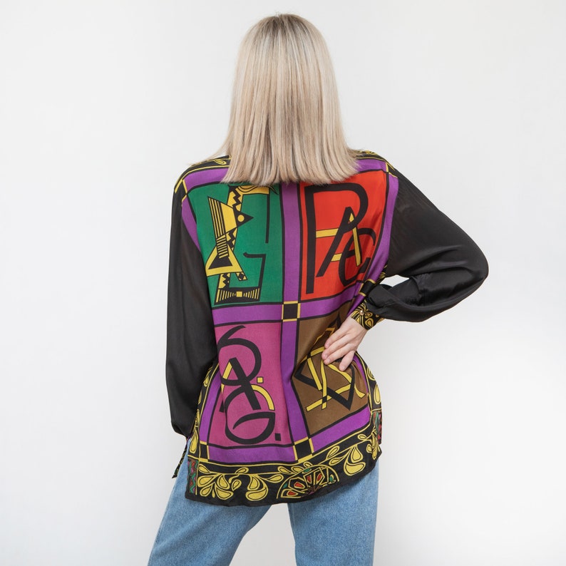 Vintage Retro 80s Silk Lorena Shirt Blouse
