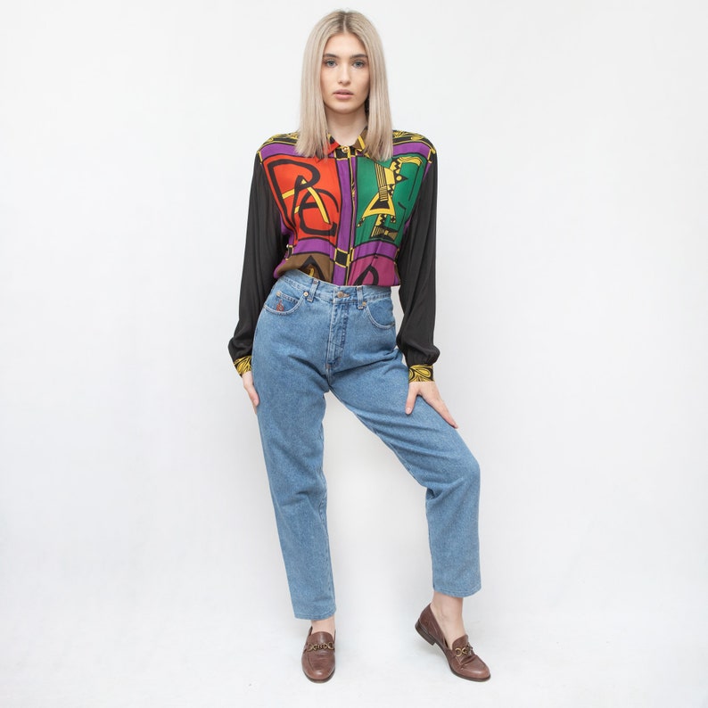 Vintage Retro 80s Silk Lorena Shirt Blouse