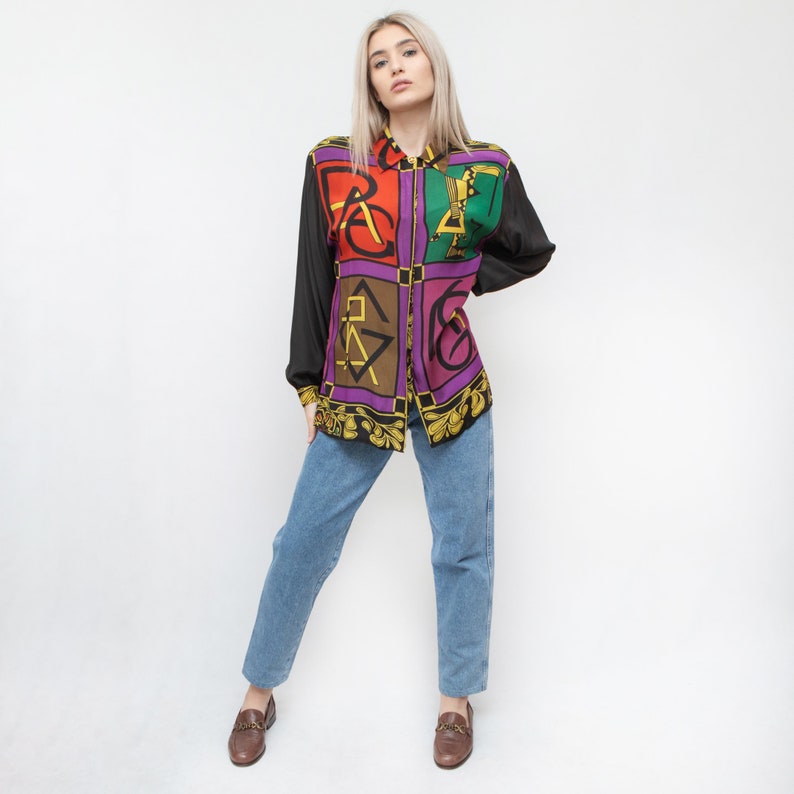Vintage Retro 80s Silk Lorena Shirt Blouse