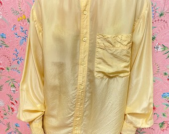 Vintage 90s Silk yellow loose shirt