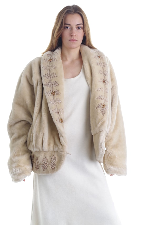 Vintage Faux Fur with Embroidery