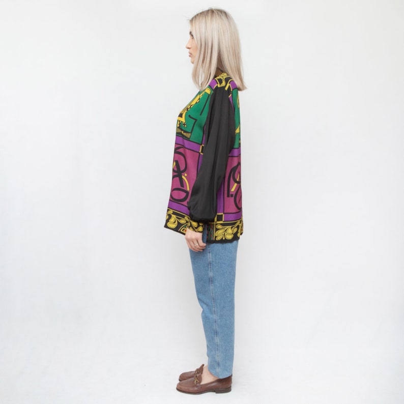 Vintage Retro 80s Silk Lorena Shirt Blouse