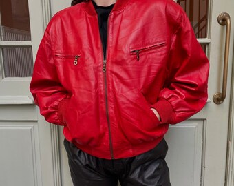 bright red bomber jacket