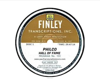 Philco Radio Hall of Fame (107 Shows) Old Time Radio MP3 3 CD'S