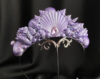 Purple Mermaid crown Seashell crown Seashell tiara Ocean hair accessories Mermaid violet crown Mermaid costume Sea queen siren