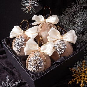 Christmas ornaments Handmade balls Beige christmas decoration xmas tree decor