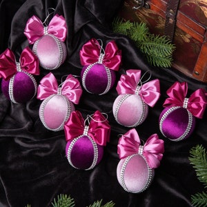 Pink Christmas ornaments Pink Handmade balls Pink christmas decoration Pink christmas ball Pink christmas balls Pink ornaments
