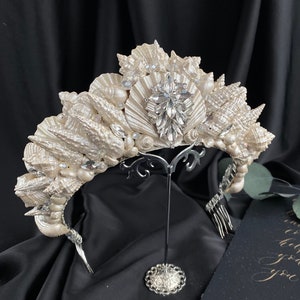 Ivory Mermaid Crown Adult Mermaid Crown Mermaid Costume Accessory Seashell Headband Mermaid Headpiece Mermaid Party Adult Shell Tiara