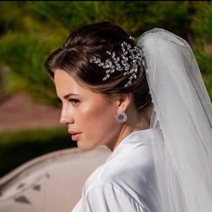 bridal hair jewelry Diamond hair piece Hair piece Bridal hair vine Hair piece for bride Crystal hair vine  Crystal headpiece