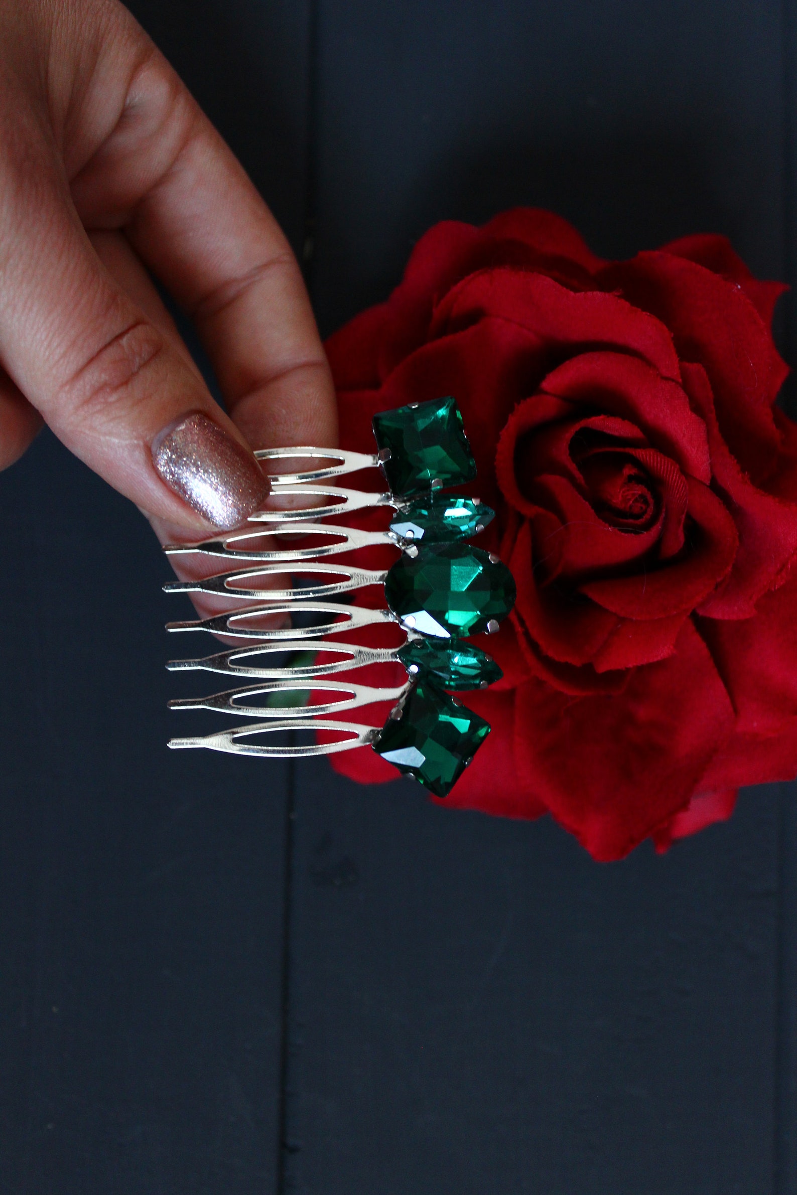 Wedding Emerald Hair Clip Emerald Bridemaid Comb Bridesmaid Etsy
