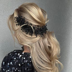 Schwarzer Kopfschmuck Schwarzer Haarschmuck Schwarzer Haar-Accessoires Schwarzer weddind Haarkranz Schwarzer Kopfschmuck Schwarzer Haarkranz