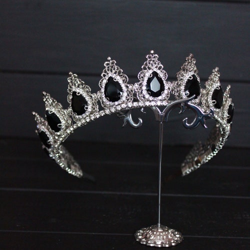 Black Crystal Tiara Black Crown Black Crowns and Tiaras Etsy