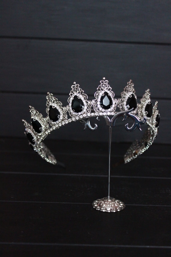 Black Crystal Tiara Black Crown Black Crowns and Tiaras Etsy