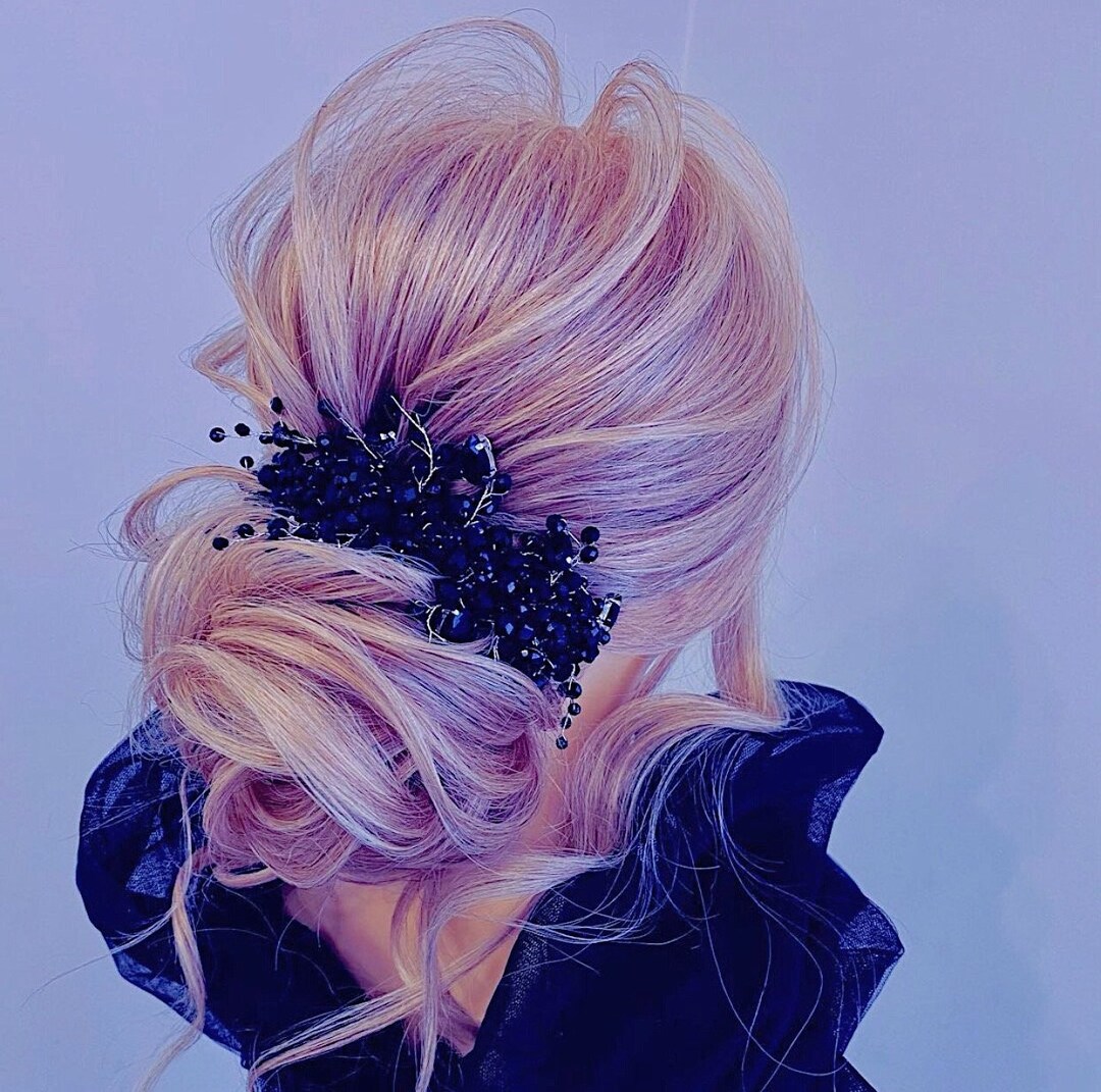 Black Head Piece Black Hair Jewelry Black Hair Accessories Etsy