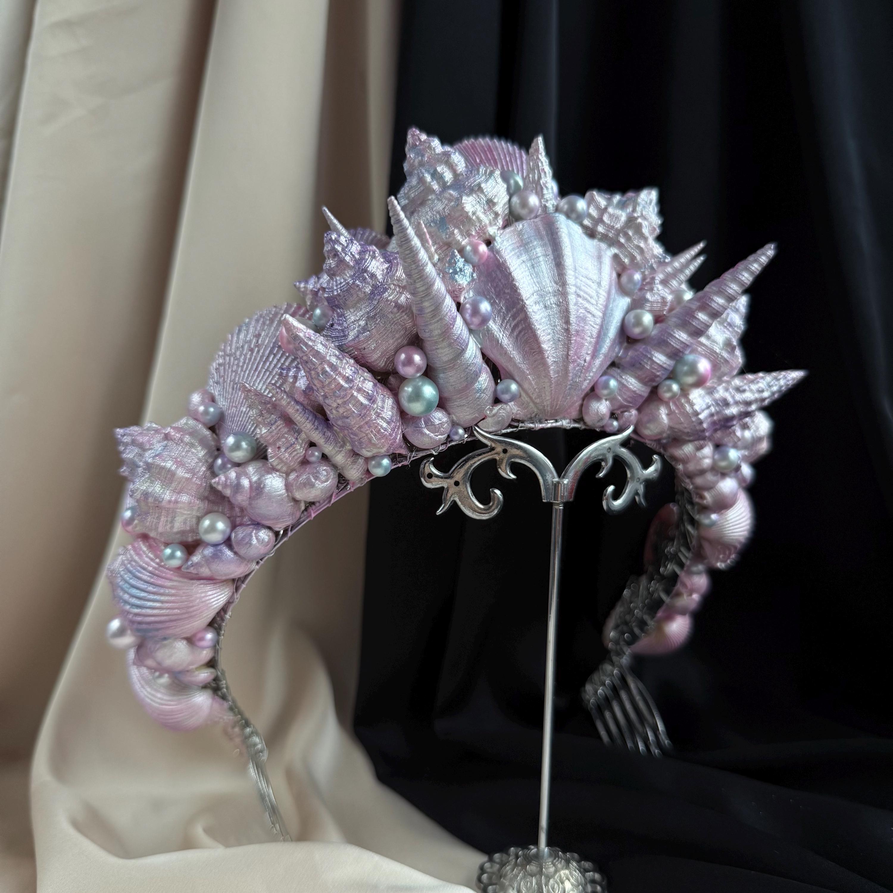 Pink Seashell Mermaid Crown - Etsy display picture 1