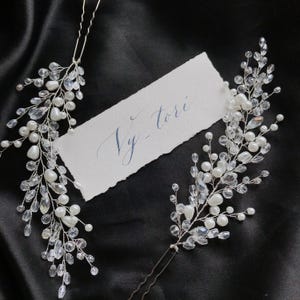 Bridal hair pins Piece silver Bridal hair pins Wedding hair pins Bridal hair piece Bridesmaid comb Crystal hair vine Wedding hair accessory