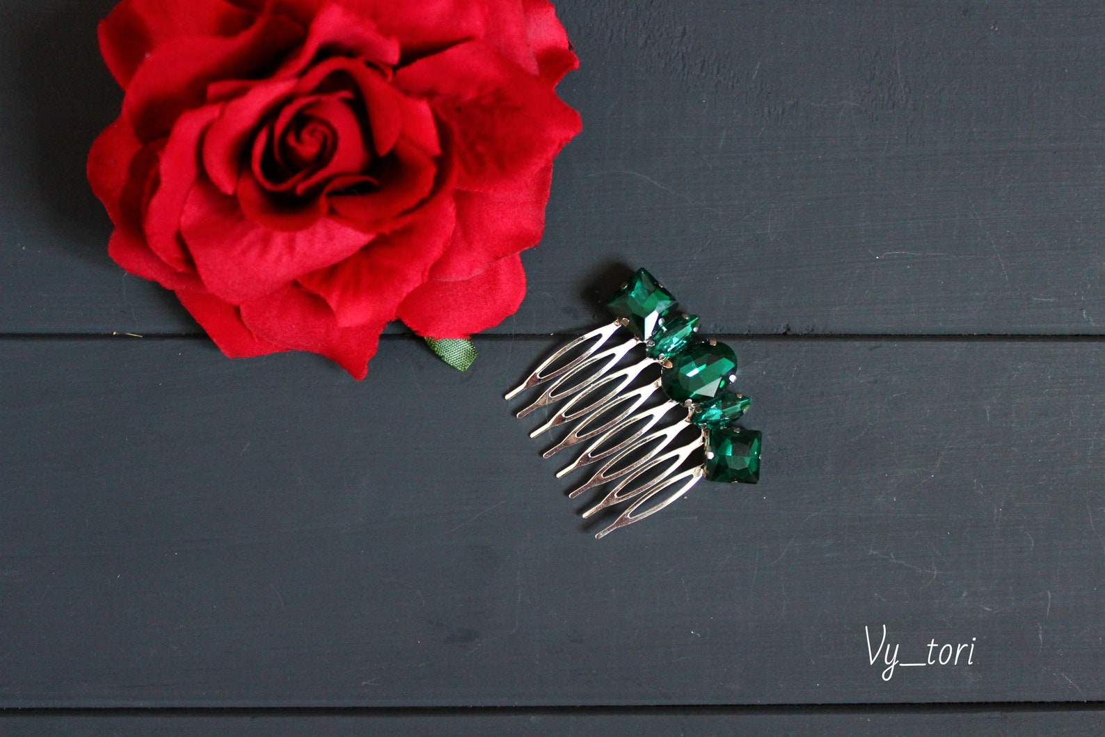Wedding Emerald Hair Clip Emerald Bridemaid comb Bridesmaid Etsy