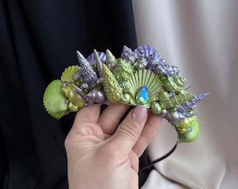 Green Seashell Mermaid Crown