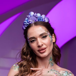 Purple Mermaid crown Seashell crown Seashell tiara Ocean hair accessories Mermaid photo prop Sea Queen crown Mermaid costume Sea queen siren