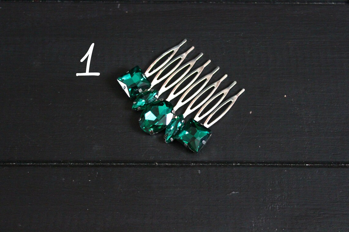 Wedding Emerald Hair Clip Emerald Bridemaid Comb Bridesmaid Etsy