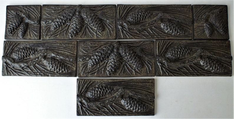 Dramatic Designer Pinecones  set 8 tiles makes 5' 4 image 1