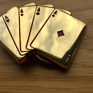 Playing cards belt buckle vintage solid brass belt buckle.