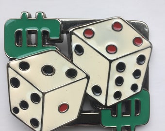 Dice belt buckle solid brass gambler buckle.