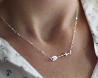 Silver Arrow Necklace-Trendy Necklace-Simple Necklace-Sterling Silver Necklace-Gift for Her