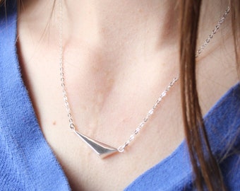 Geometric Triangle Necklace- Modern Necklace-Simple Necklace-Silver or Gold Necklace-Minimalist Jewelry